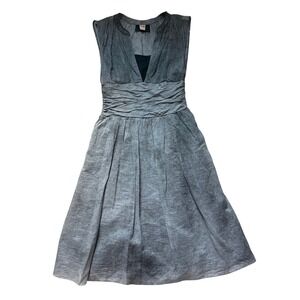 BOSS ORANGE Gray Beaded Pleated Cotton Dress 2 Quiet Luxury
